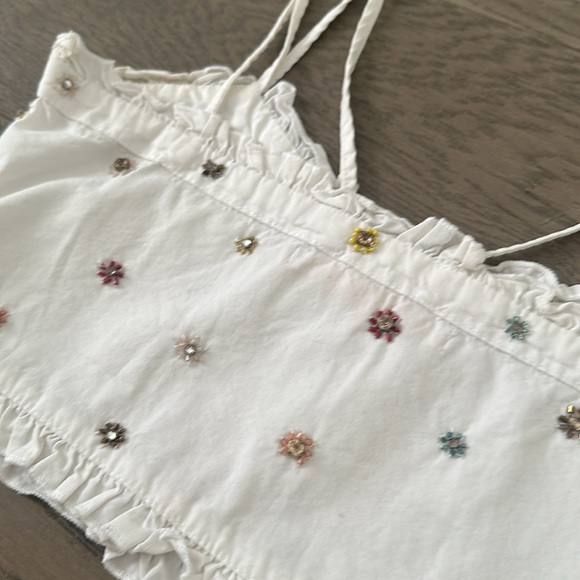EUC Zara Cropped Floral Beaded Tank - Picture 3 of 5